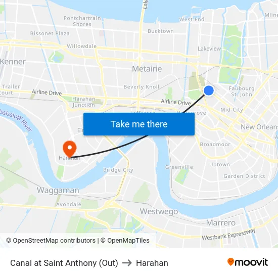 Canal at Saint Anthony (Out) to Harahan map