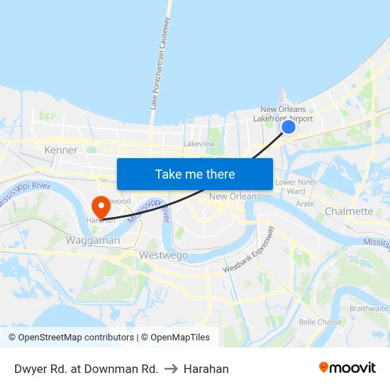Dwyer Rd. at Downman Rd. to Harahan map