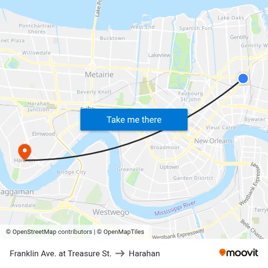 Franklin Ave. at Treasure St. to Harahan map
