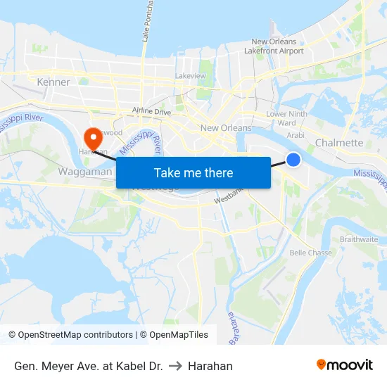 Gen. Meyer Ave. at Kabel Dr. to Harahan map