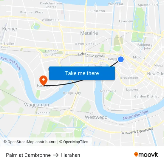 Palm at Cambronne to Harahan map