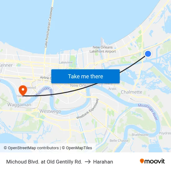 Michoud Blvd. at Old Gentilly Rd. to Harahan map