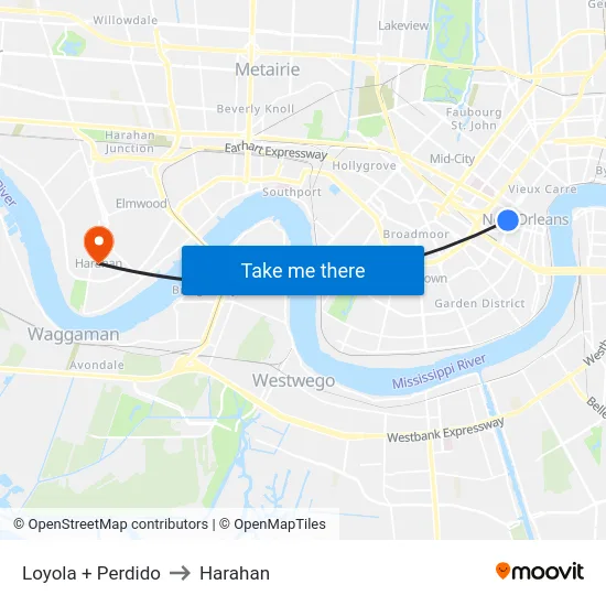 Loyola + Perdido to Harahan map