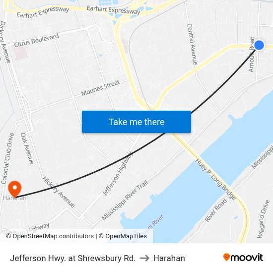 Jefferson Hwy. at Shrewsbury Rd. to Harahan map