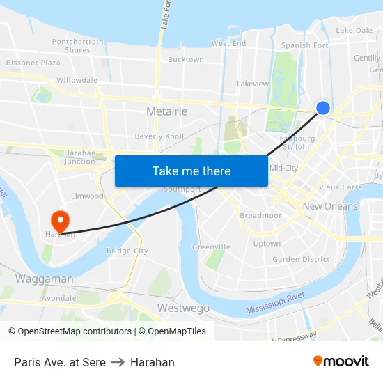 Paris Ave. at Sere to Harahan map