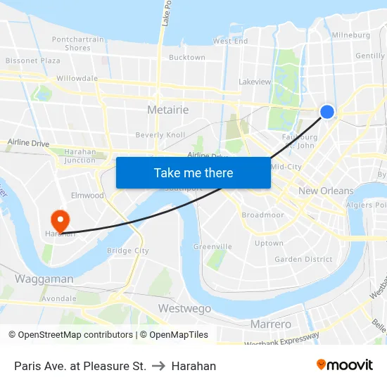 Paris Ave. at Pleasure St. to Harahan map