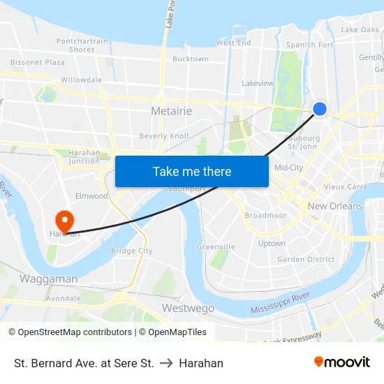 St. Bernard Ave. at Sere St. to Harahan map
