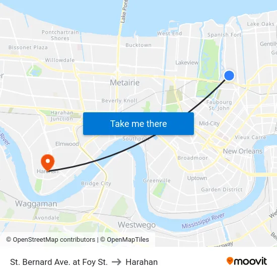 St. Bernard Ave. at Foy St. to Harahan map
