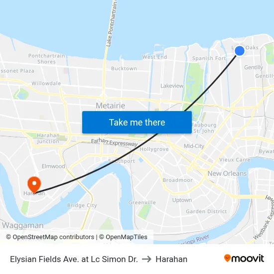 Elysian Fields Ave. at Lc Simon Dr. to Harahan map
