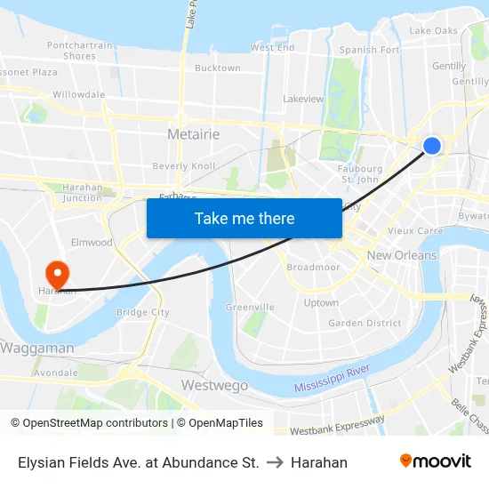 Elysian Fields Ave. at Abundance St. to Harahan map