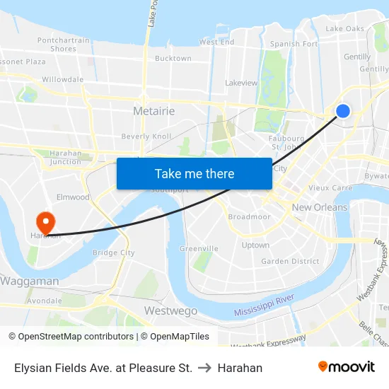 Elysian Fields Ave. at Pleasure St. to Harahan map