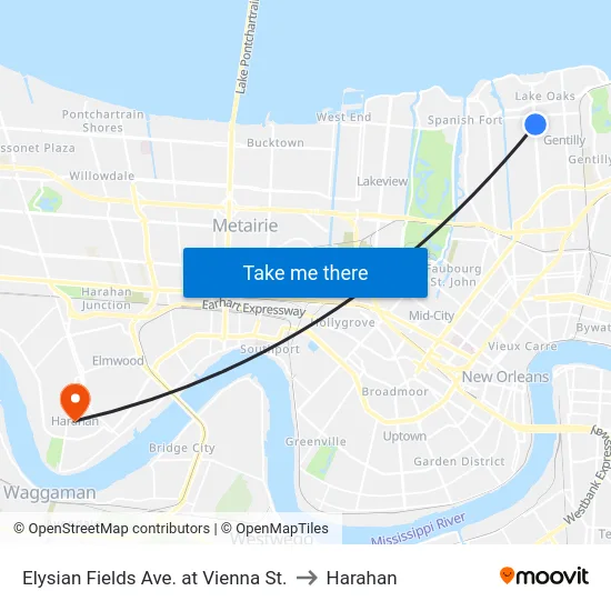 Elysian Fields Ave. at Vienna St. to Harahan map