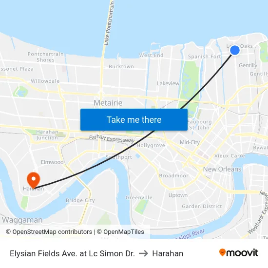 Elysian Fields Ave. at Lc Simon Dr. to Harahan map