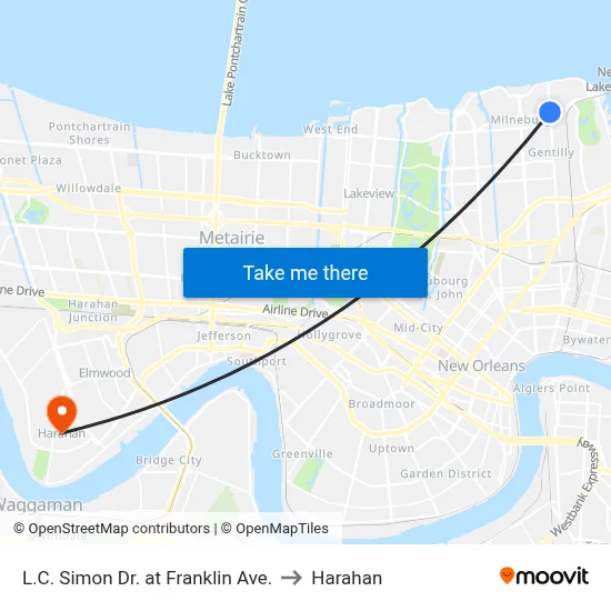 L.C. Simon Dr. at Franklin Ave. to Harahan map