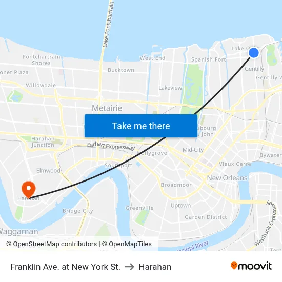 Franklin Ave. at New York St. to Harahan map