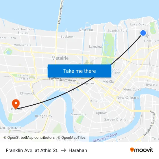 Franklin Ave. at Athis St. to Harahan map