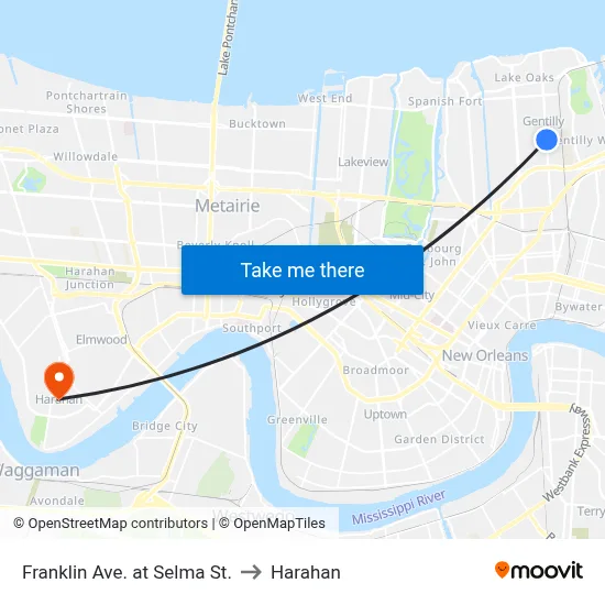 Franklin Ave. at Selma St. to Harahan map