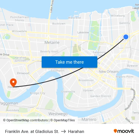 Franklin Ave. at Gladiolus St. to Harahan map