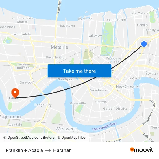 Franklin + Acacia to Harahan map