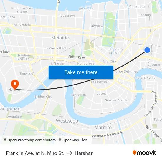Franklin Ave. at N. Miro St. to Harahan map