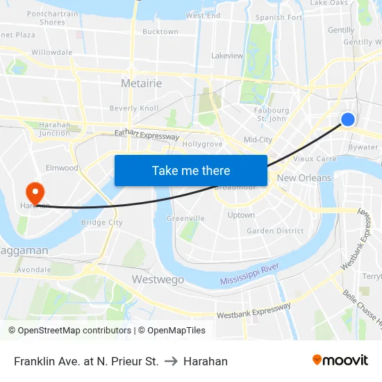 Franklin Ave. at N. Prieur St. to Harahan map