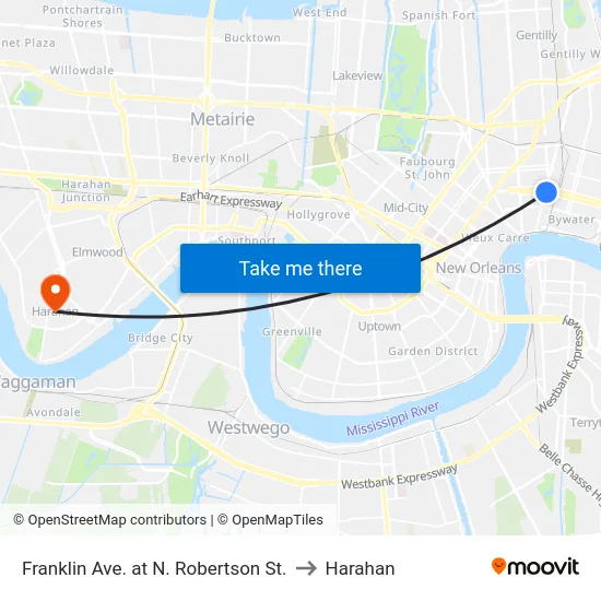 Franklin Ave. at N. Robertson St. to Harahan map
