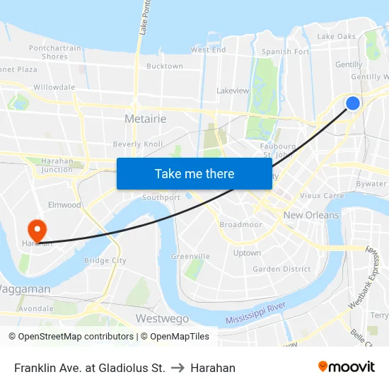 Franklin Ave. at Gladiolus St. to Harahan map