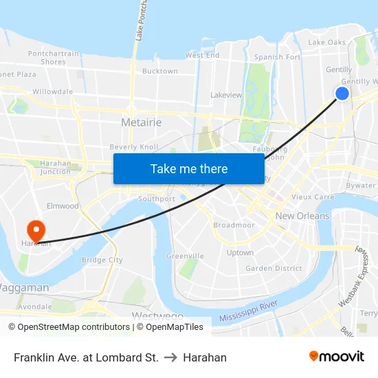 Franklin Ave. at Lombard St. to Harahan map