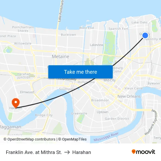 Franklin Ave. at Mithra St. to Harahan map