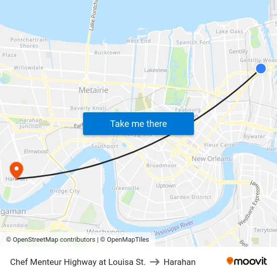 Chef Menteur Highway at Louisa St. to Harahan map