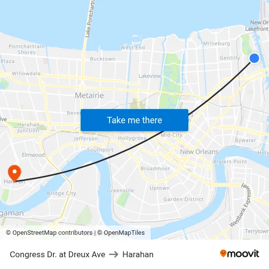 Congress Dr. at Dreux Ave to Harahan map