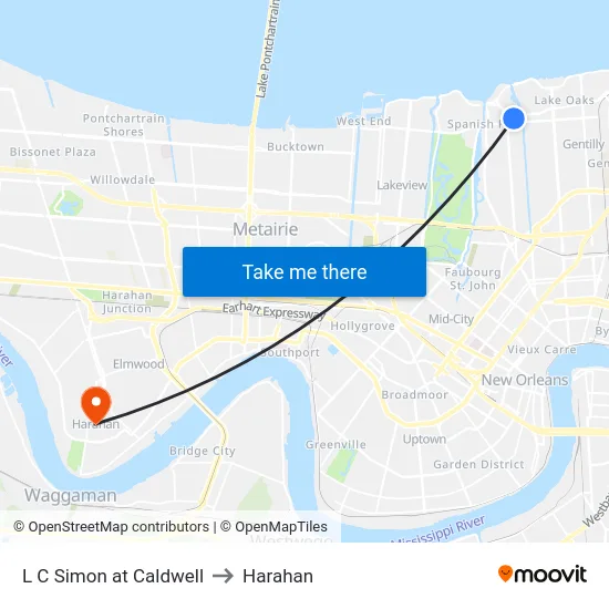 L C Simon at Caldwell to Harahan map