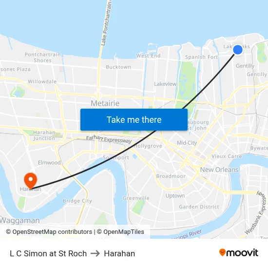 L C Simon at St Roch to Harahan map