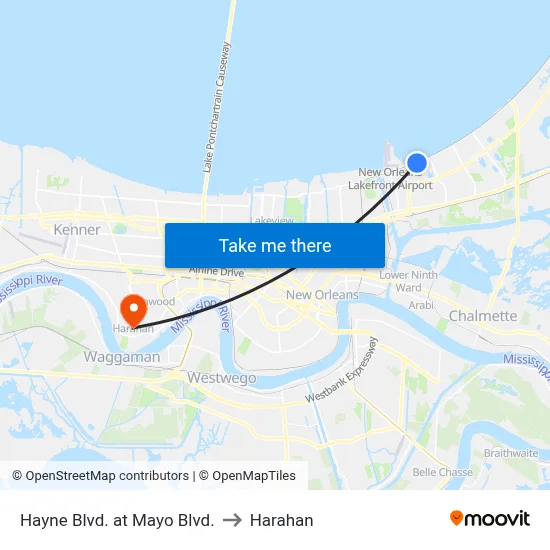 Hayne Blvd. at Mayo Blvd. to Harahan map