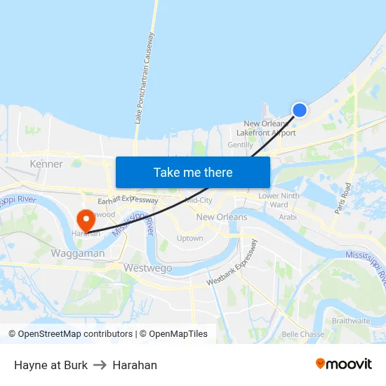 Hayne at Burk to Harahan map