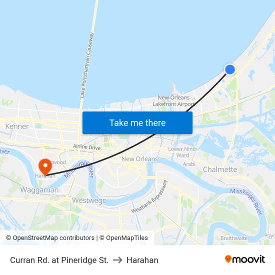 Curran Rd. at Pineridge St. to Harahan map