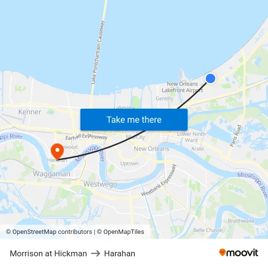 Morrison at Hickman to Harahan map