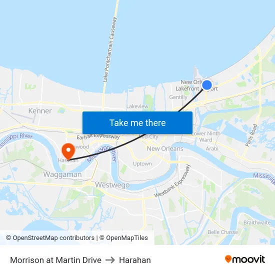 Morrison at Martin Drive to Harahan map