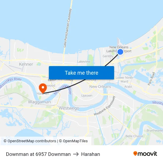 Downman at 6957 Downman to Harahan map