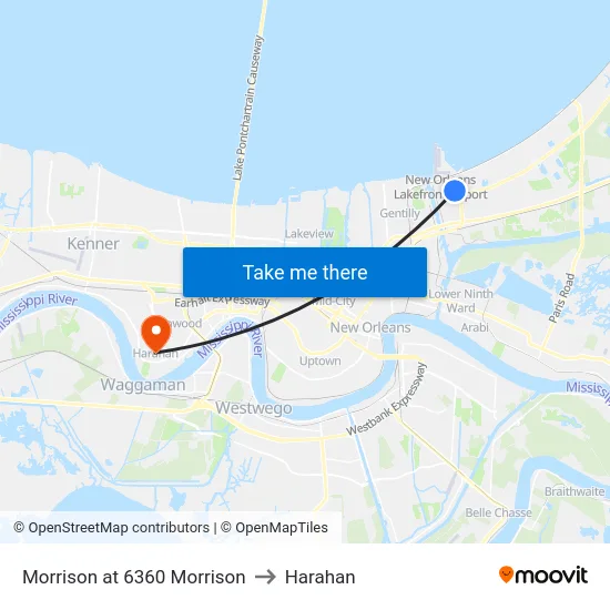 Morrison at 6360 Morrison to Harahan map