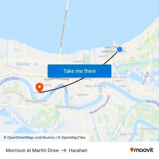 Morrison at Martin Drive to Harahan map