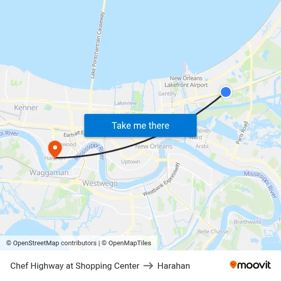 Chef Highway at Shopping Center to Harahan map