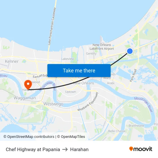 Chef Highway at Papania to Harahan map