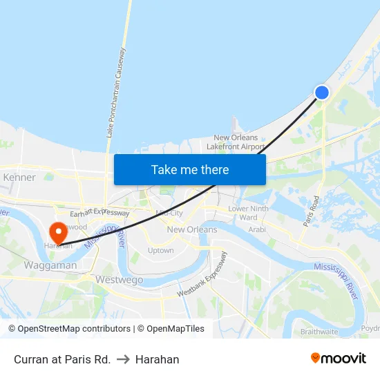 Curran at Paris Rd. to Harahan map