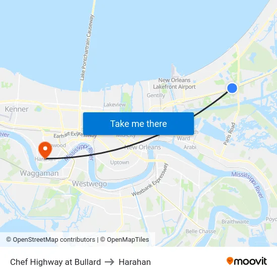Chef Highway at Bullard to Harahan map