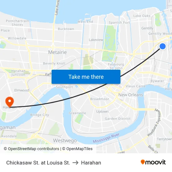 Chickasaw St. at Louisa St. to Harahan map