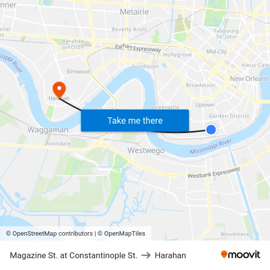 Magazine St. at Constantinople St. to Harahan map
