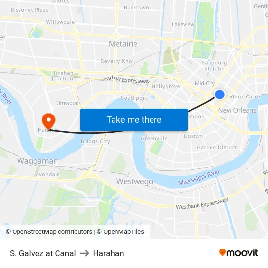 S. Galvez at Canal to Harahan map