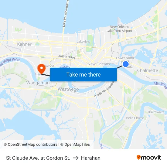 St Claude Ave. at Gordon St. to Harahan map
