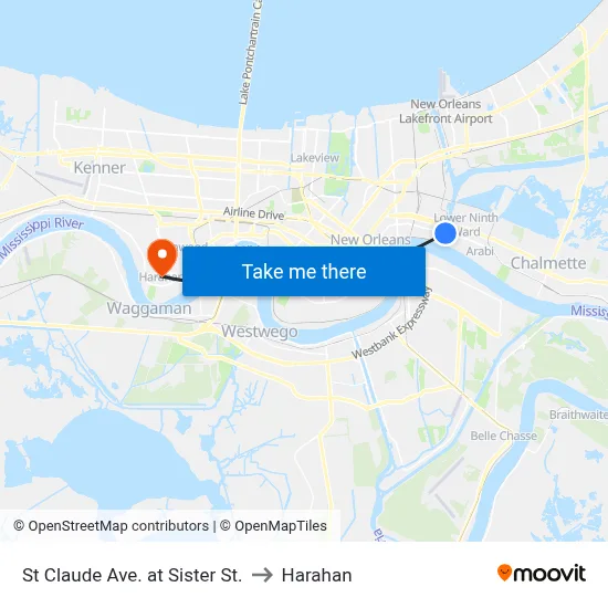 St Claude Ave. at Sister St. to Harahan map
